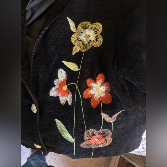 Daniel K Vintage Black and Gold Boho Cottagecore embroidered floral blazer - Picture 4 of 9